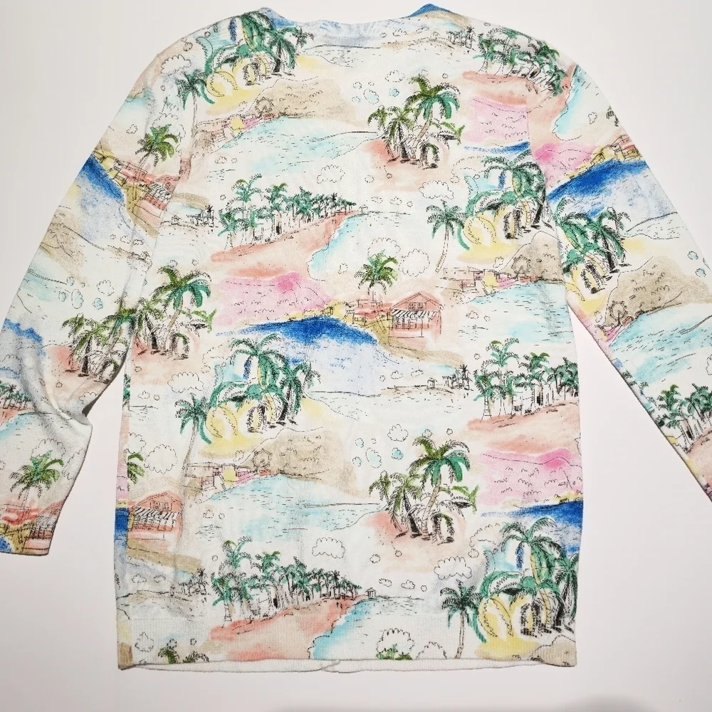 Talbots Coastal Scene Button-Front Shirt - Size Small Petite - Picture 6 of 7